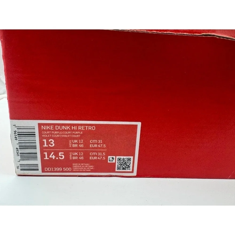 Nike Dunk High Retro Lakers Court Purple University Gold DD1399-500‎ Mens 13